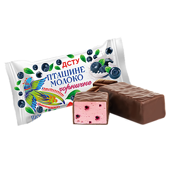 Цукерки глазуровані  шоколадною глазур’ю "Пташине молоко" чорничне (шт)